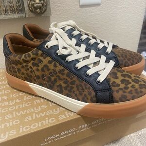 Dr. Scholl's Leopard and Black Tie Up Sneakers